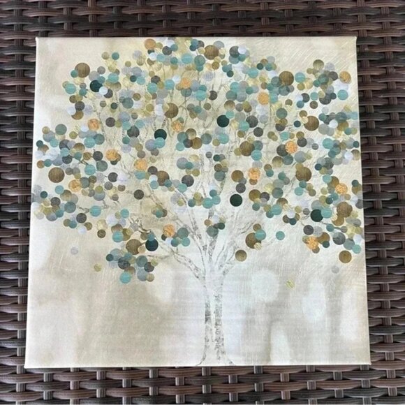 Tree picture on canvas with metallic accents. - Picture 1 of 5
